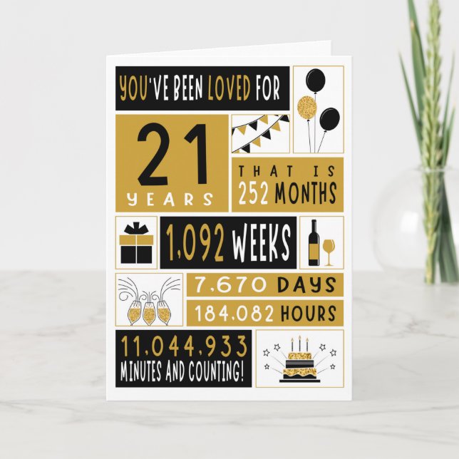 Tarjeta de cumpleaños 21, tarjeta de felicitación, (Anverso)