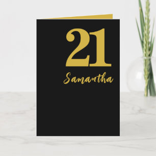 Tarjeta de cumpleaños 21, tarjeta elegante de colo