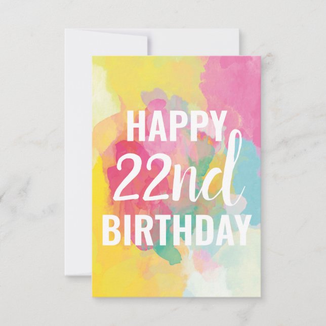 Tarjeta de cumpleaños 22 feliz ("Gradientes de acu (Anverso)