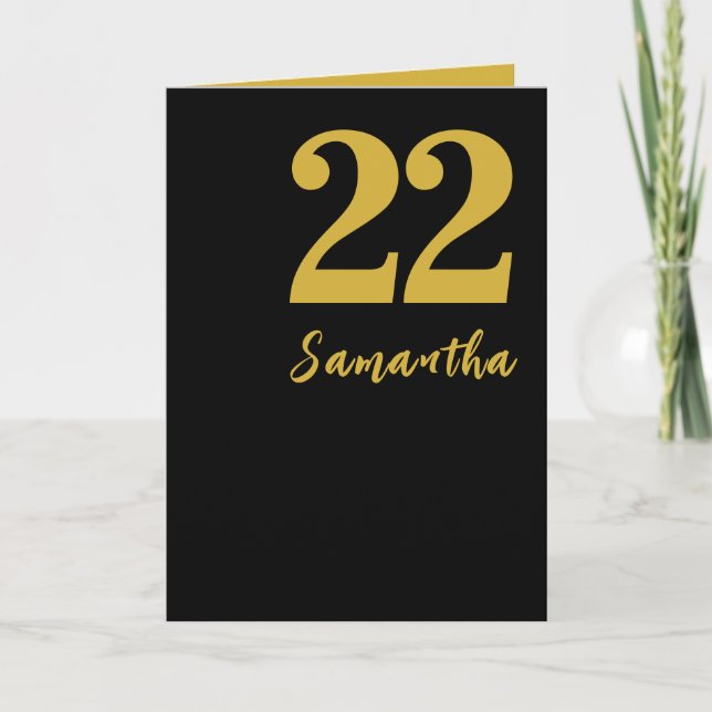 Tarjeta de cumpleaños 22, tarjeta de estilo negro  (Anverso)