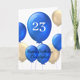 Tarjeta de cumpleaños 23 de los globos dorados y a