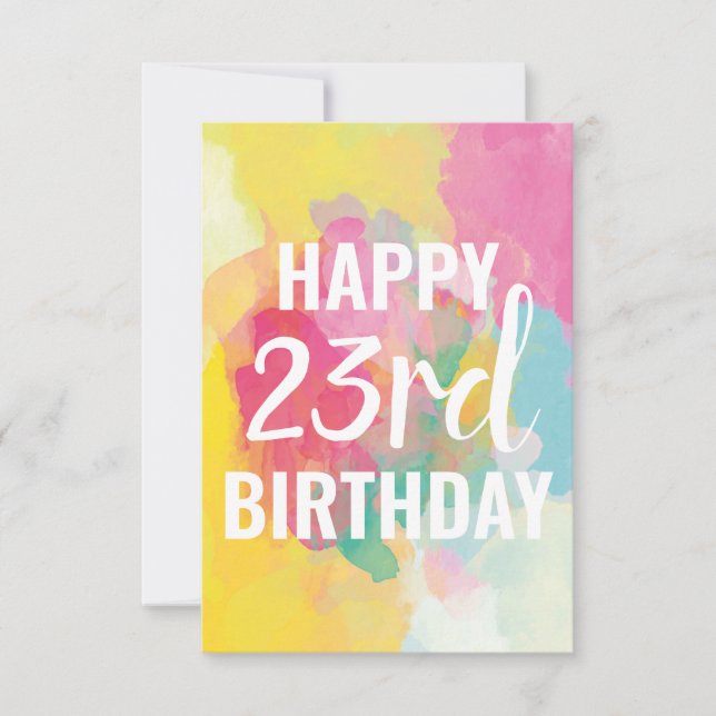 Tarjeta de cumpleaños 23 feliz ("Gradientes de col (Anverso)