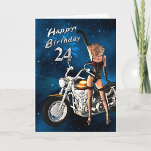Tarjeta de cumpleaños 24 con moto