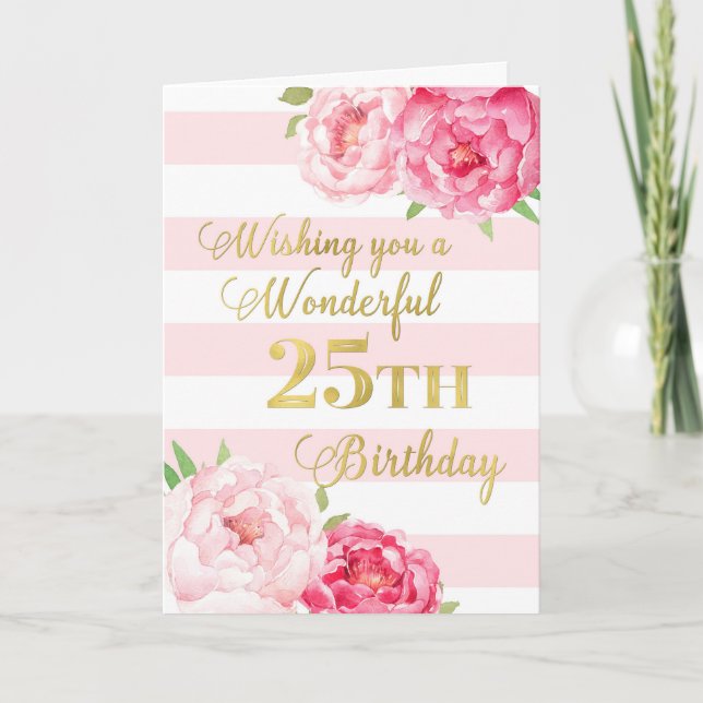 Tarjeta de cumpleaños 25 feliz para las franjas y  (Anverso)