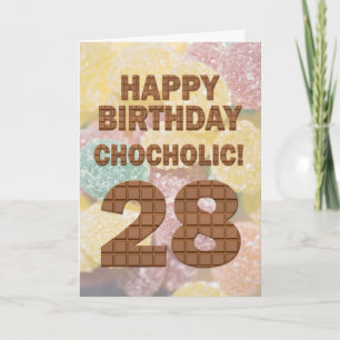 Tarjeta de cumpleaños 28 de color chocolate