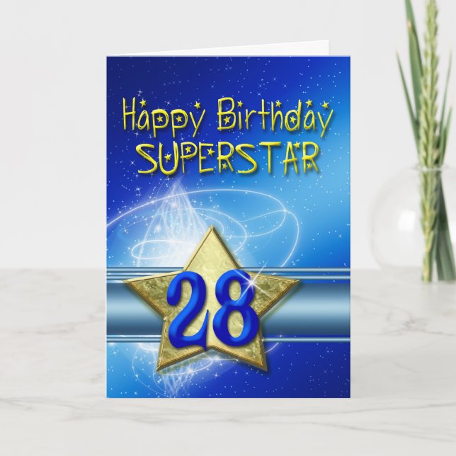Tarjeta de cumpleaños 28 para Superstar (Anverso)