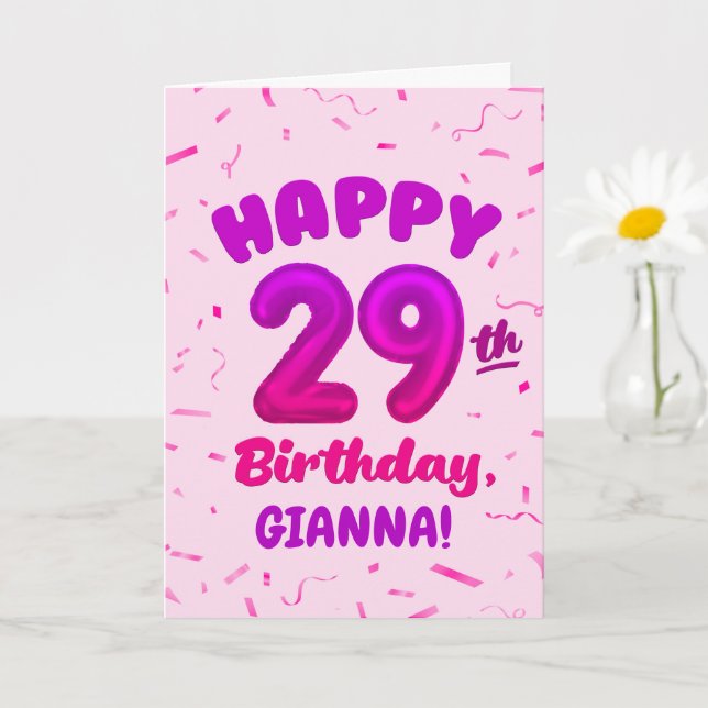 Tarjeta de cumpleaños 29 con nombre personalizado (Planta pequeña)