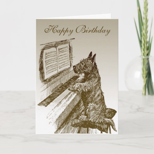 Tarjeta de cumpleaños 2 para perro de piano (Anverso)