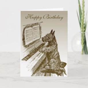 Tarjeta de cumpleaños 2 para perro de piano