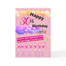 Tarjeta de cumpleaños 30.º jugador de Netball pers