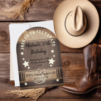 Tarjeta de cumpleaños 30 con botas y sombrero de v
