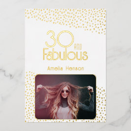 Tarjeta de cumpleaños 30 con foto dorada con lámin