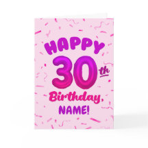 Tarjeta de cumpleaños 30 con nombre personalizado
