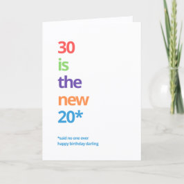 Tarjeta de cumpleaños 30 con sarcasmo y estilo de
