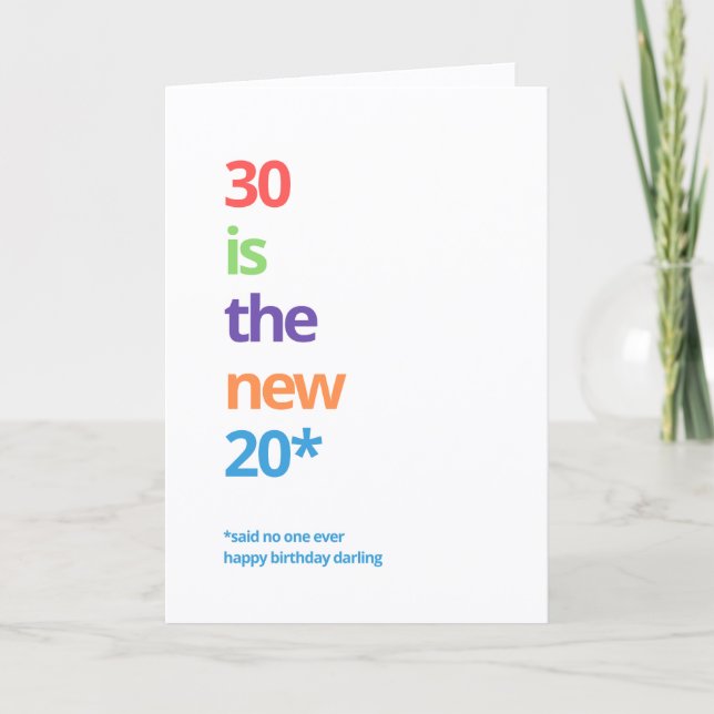Tarjeta de cumpleaños 30 con sarcasmo y estilo de  (Anverso)