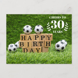 Tarjeta de cumpleaños 30 de fútbol con bolas en ve