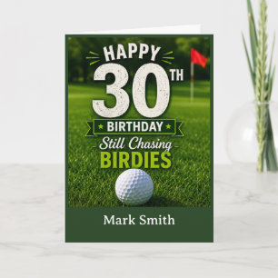 Tarjeta de cumpleaños 30 de golf para golfista en 