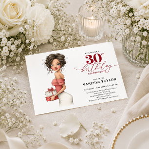 Tarjeta de cumpleaños 30 de mujer caprichosa y ele