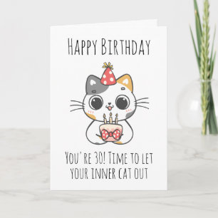 tarjeta de cumpleaños 30 del gato