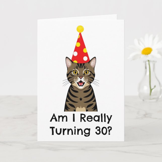 tarjeta de cumpleaños 30 del gato (Planta pequeña)