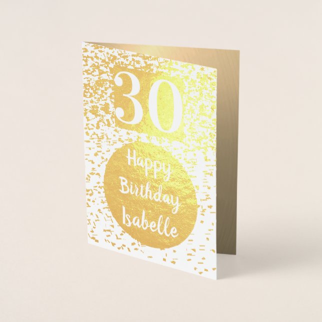 Tarjeta de cumpleaños 30 Gold personalizada (Anverso)
