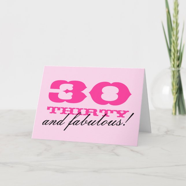 Tarjeta de cumpleaños 30 para mujeres | ¡30 y fabu (Anverso)