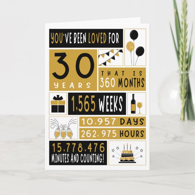 Tarjeta de cumpleaños 30, tarjeta de felicitación, (Anverso)