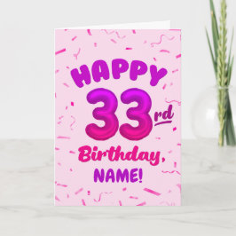 Tarjeta de cumpleaños 33 con nombre personalizado