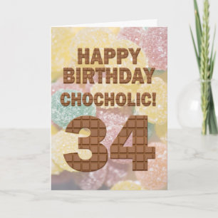 Tarjeta de cumpleaños 34 de color chocolate