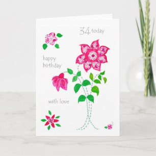 Tarjeta de cumpleaños 34 - Flores rosas