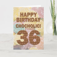 Tarjeta de cumpleaños 36 de color chocolate