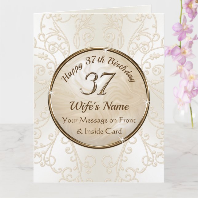 Tarjeta de cumpleaños 37 grande y feliz para espos (Orquídea)