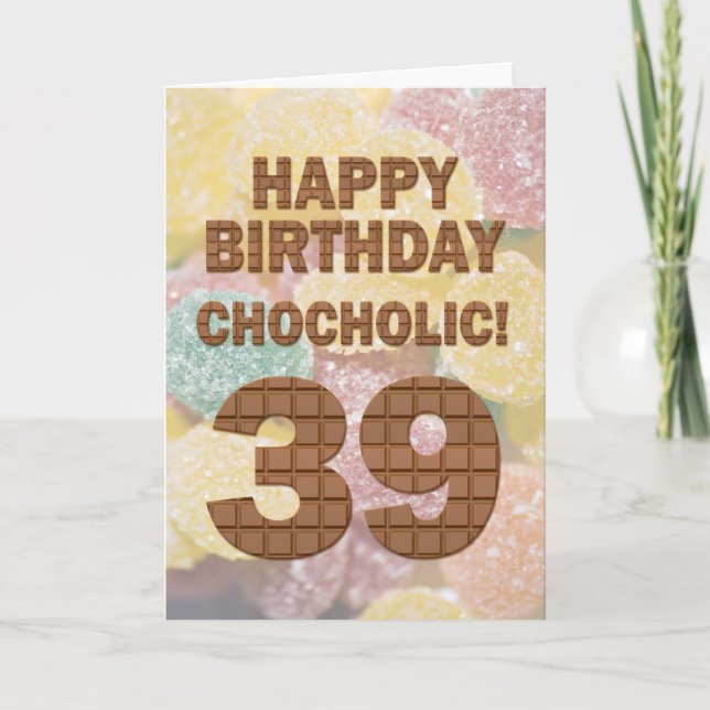 Tarjeta de cumpleaños 39 de color chocolate (Anverso)
