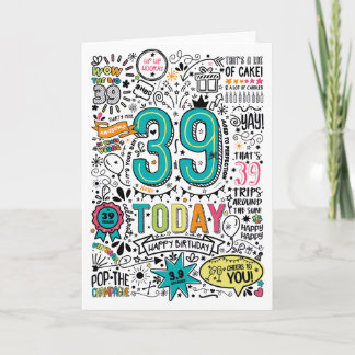 Tarjeta de cumpleaños 39 imprimible | Descarga ins