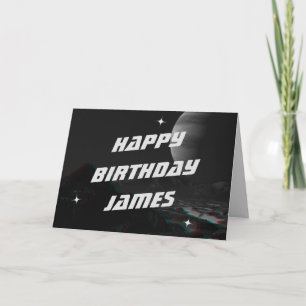 Tarjeta de cumpleaños 3D Anaglyph para SciFi Space