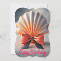Tarjeta de cumpleaños 3D colorida con Shell y Bow