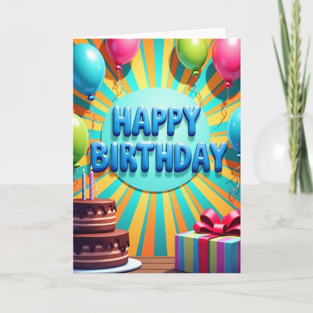 Tarjeta de cumpleaños 3D vibrante (Anverso)