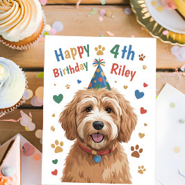 Tarjeta de cumpleaños 4º personalizada para perros