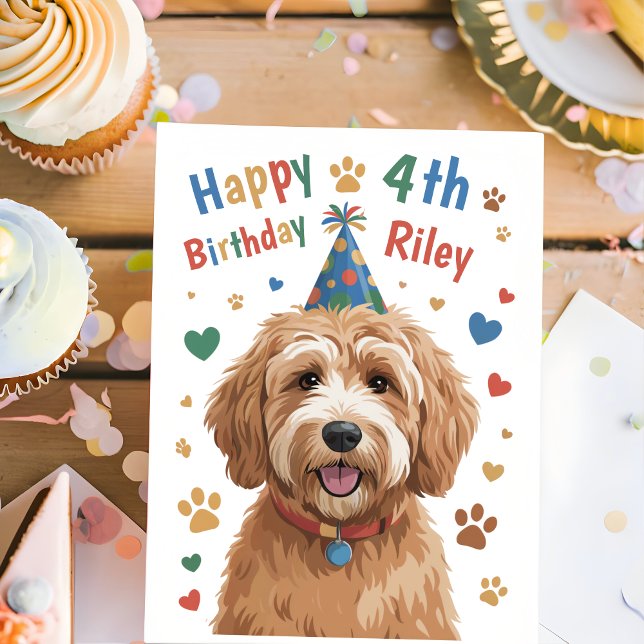 Tarjeta de cumpleaños 4º personalizada para perros (Subido por el creador)
