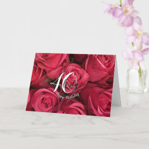 Tarjeta de cumpleaños 40º Floral de rosas rosadas