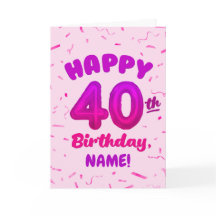 Tarjeta de cumpleaños 40 con nombre personalizado