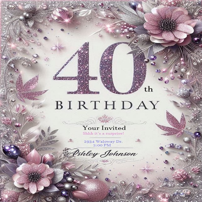Tarjeta de cumpleaños 40, invitación de diseño her (Subido por el creador)