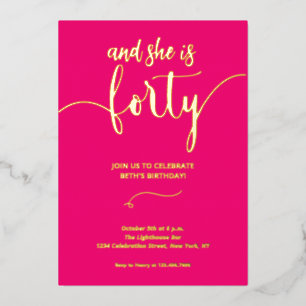 Tarjeta de cumpleaños 40 Invitación elegante calig