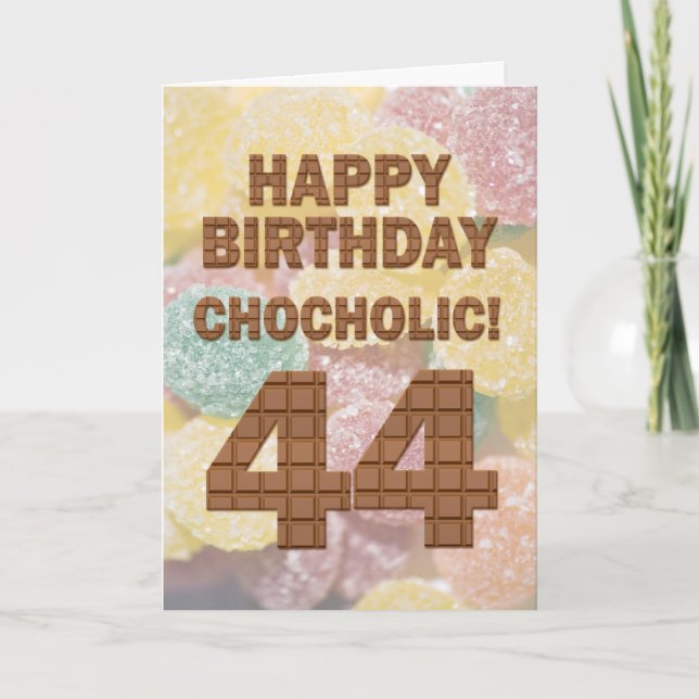 Tarjeta de cumpleaños 44 de color chocolate (Anverso)