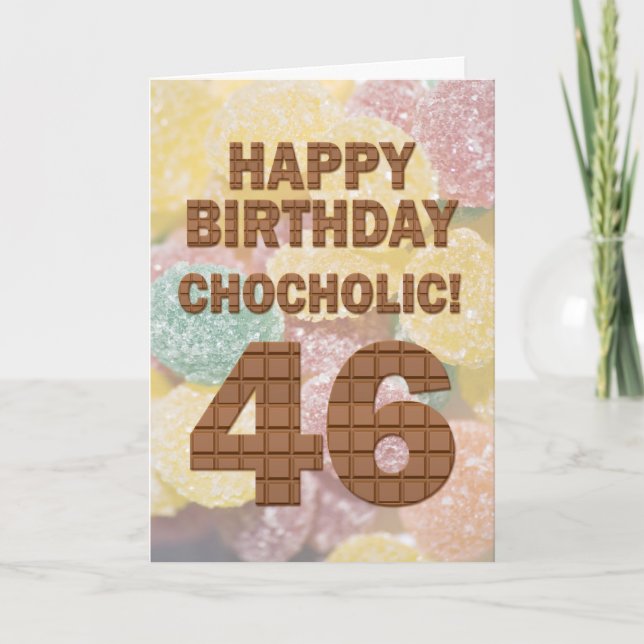 Tarjeta de cumpleaños 46 de color chocolate (Anverso)