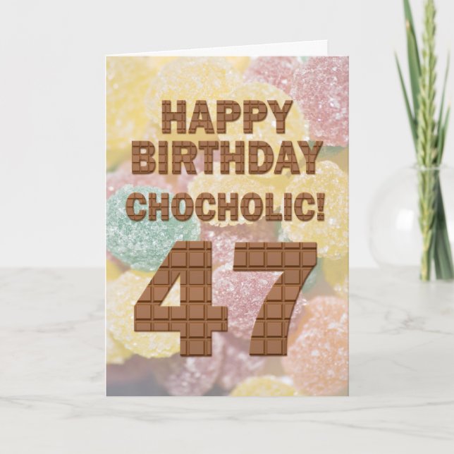 Tarjeta de cumpleaños 47 de color chocolate (Anverso)