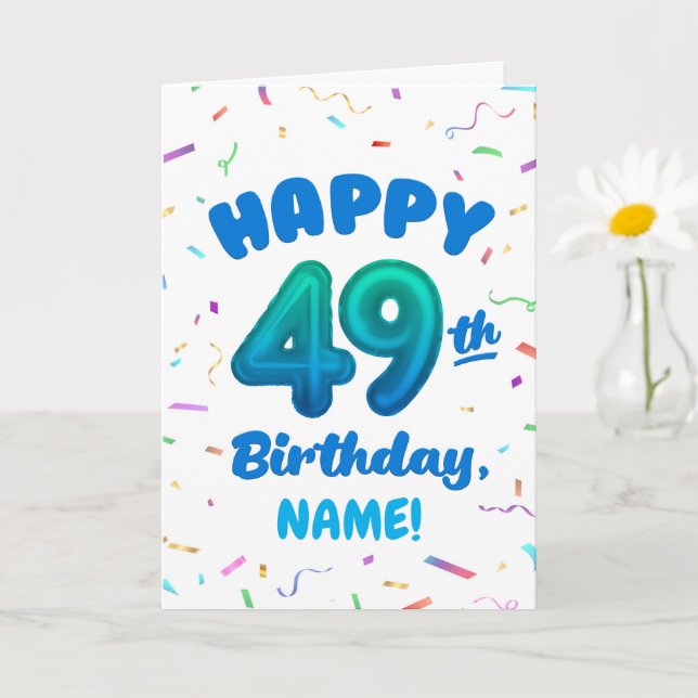 Tarjeta de cumpleaños 49 con nombre personalizado (Planta pequeña)