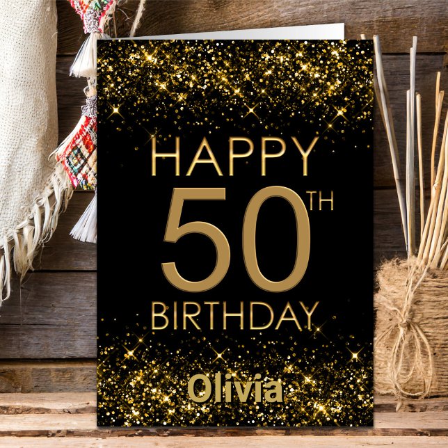 Tarjeta de cumpleaños 50 Black Gold (Subido por el creador)
