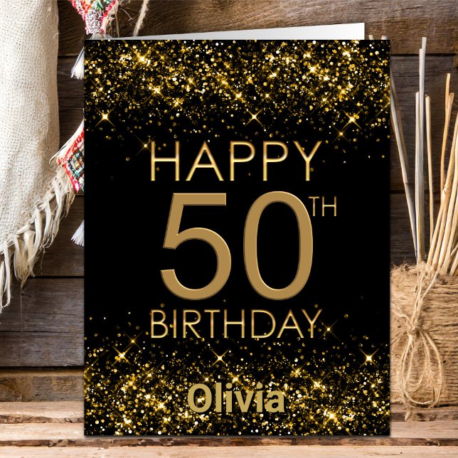 Tarjeta de cumpleaños 50 Black Gold (Subido por el creador)