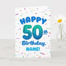 Tarjeta de cumpleaños 50 con nombre personalizado
